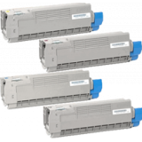 OKIDATA C712DN Laser Toner Cartridge Set Black Cyan Magenta Yellow