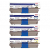 ~Brand New Original OKIDATA C332 / MC363 Laser Toner Cartridge Set Black Cyan Magenta Yellow
