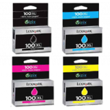 ~Brand New Original LEXMARK 100XL High Yield INK / INKJET Cartridge Set Black Cyan Yellow Magenta